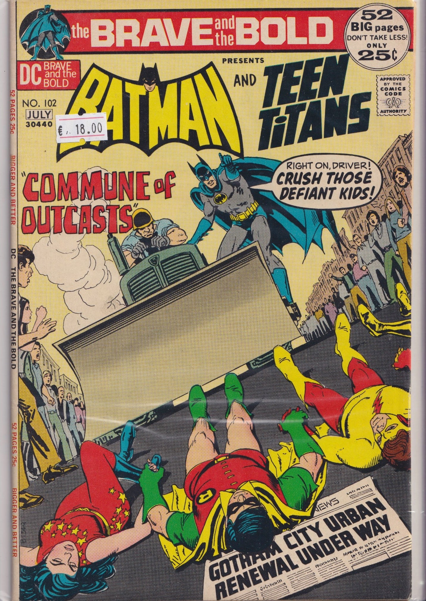 Brave and the Bold #102 (1972) Adams art Batman and teen Titans Fine