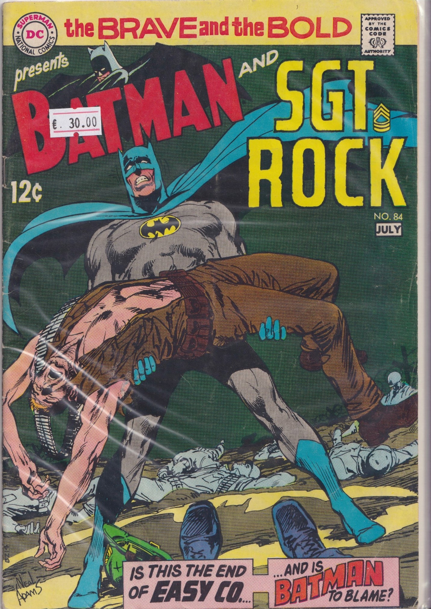 Brave and the Bold #84 (1969) Adams art Batman and Sgt Rock Fine
