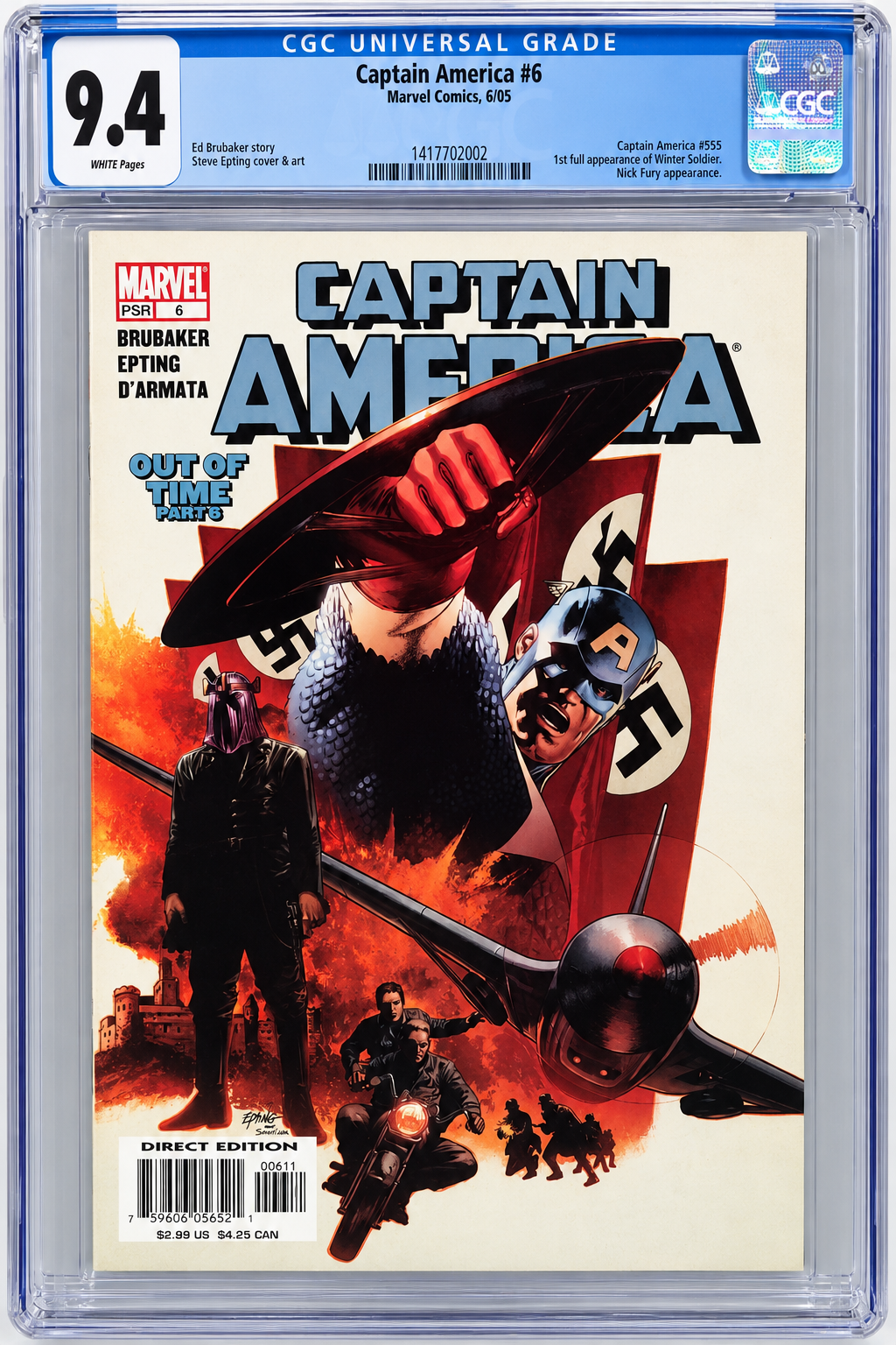 Captain America #6 (2005) 1st Full App. of Winter Soldier CGC 9.4 FCL