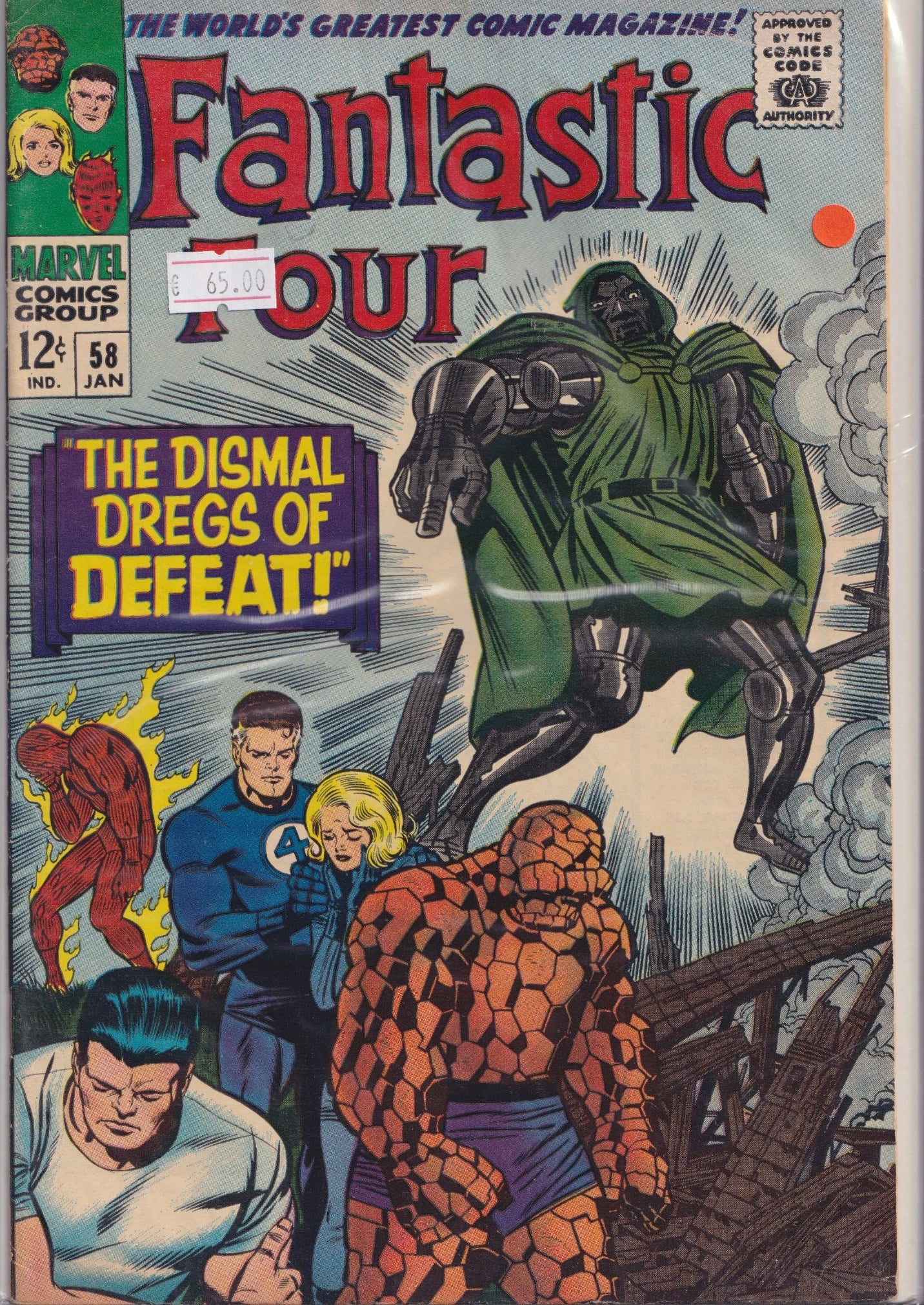 Fantastic Four #58 (1967) Doom vs Silver Surfer Kirby art Fine+