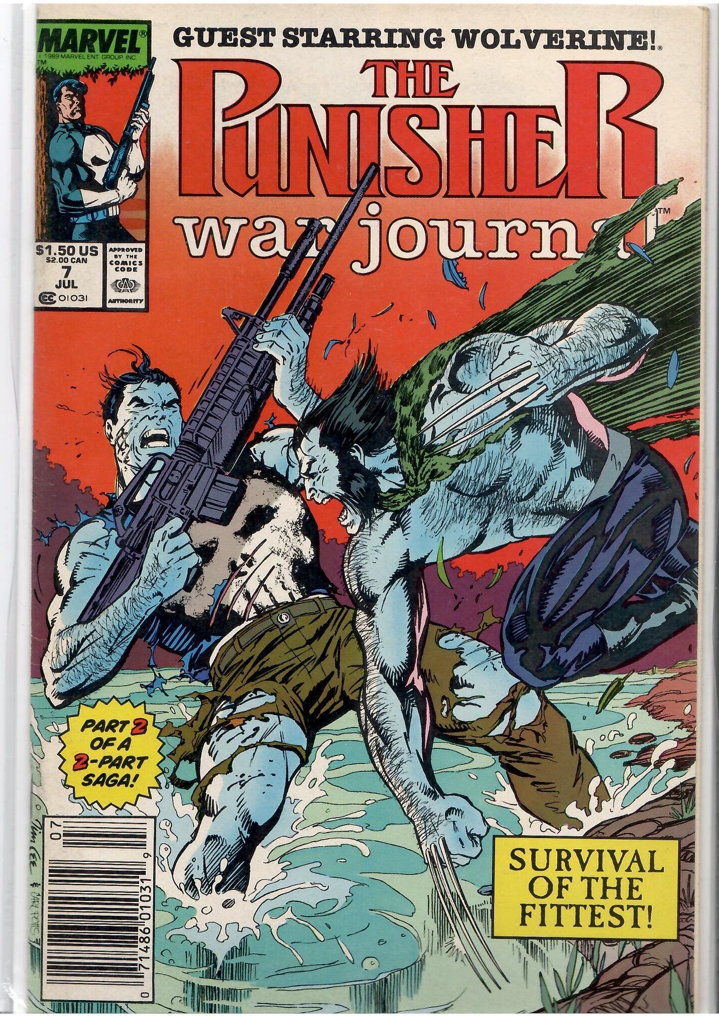Punisher War Journal #6 +7 lot (1989) Jim Lee Wolverine guest VF