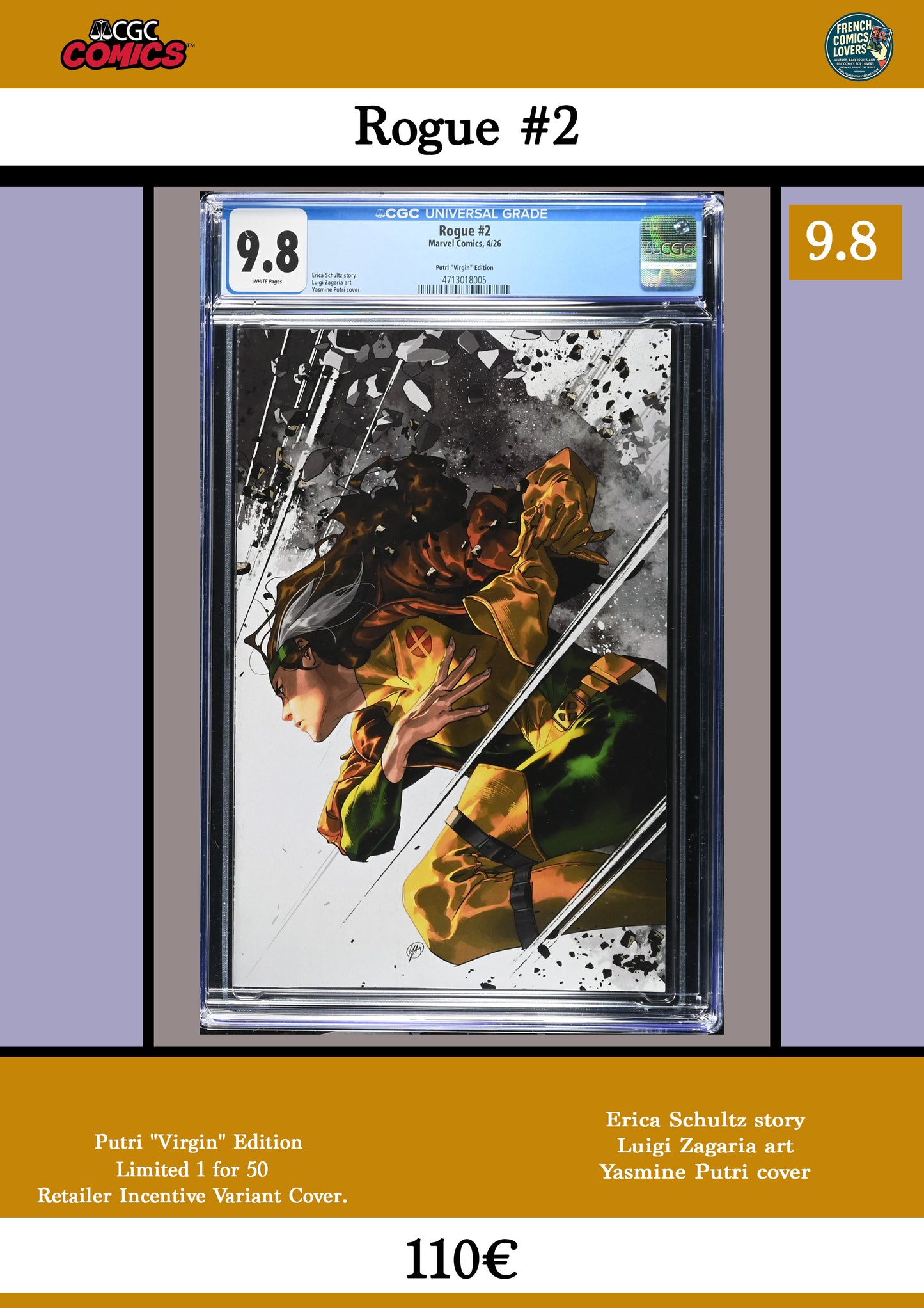 Rogue #2 (2026) 1:50 Virgin Variant CGC 9.8 Marvel Comics