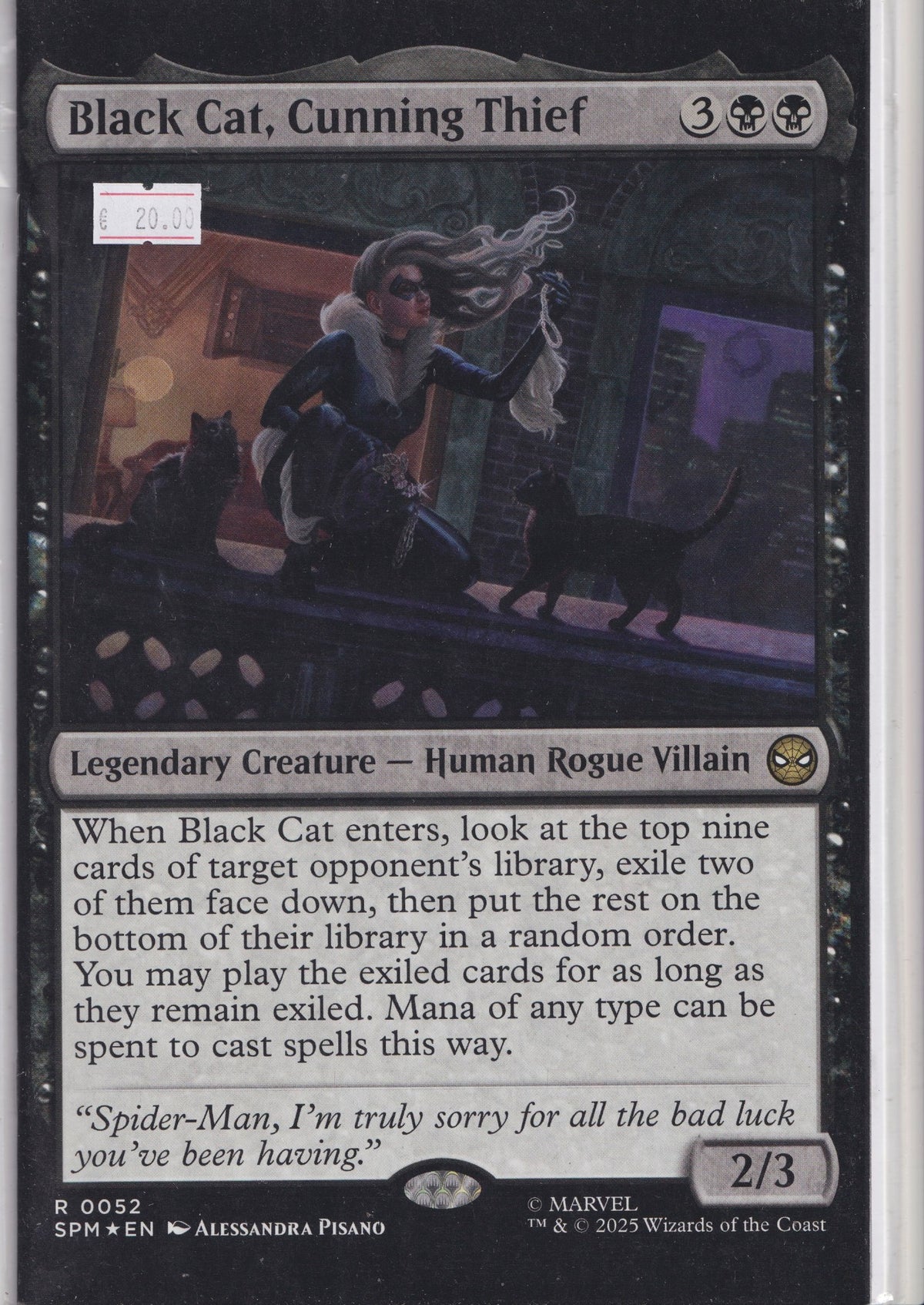 Marvel Black Cat Cunning Thief – Magic MTG Variant Cover Comic NM