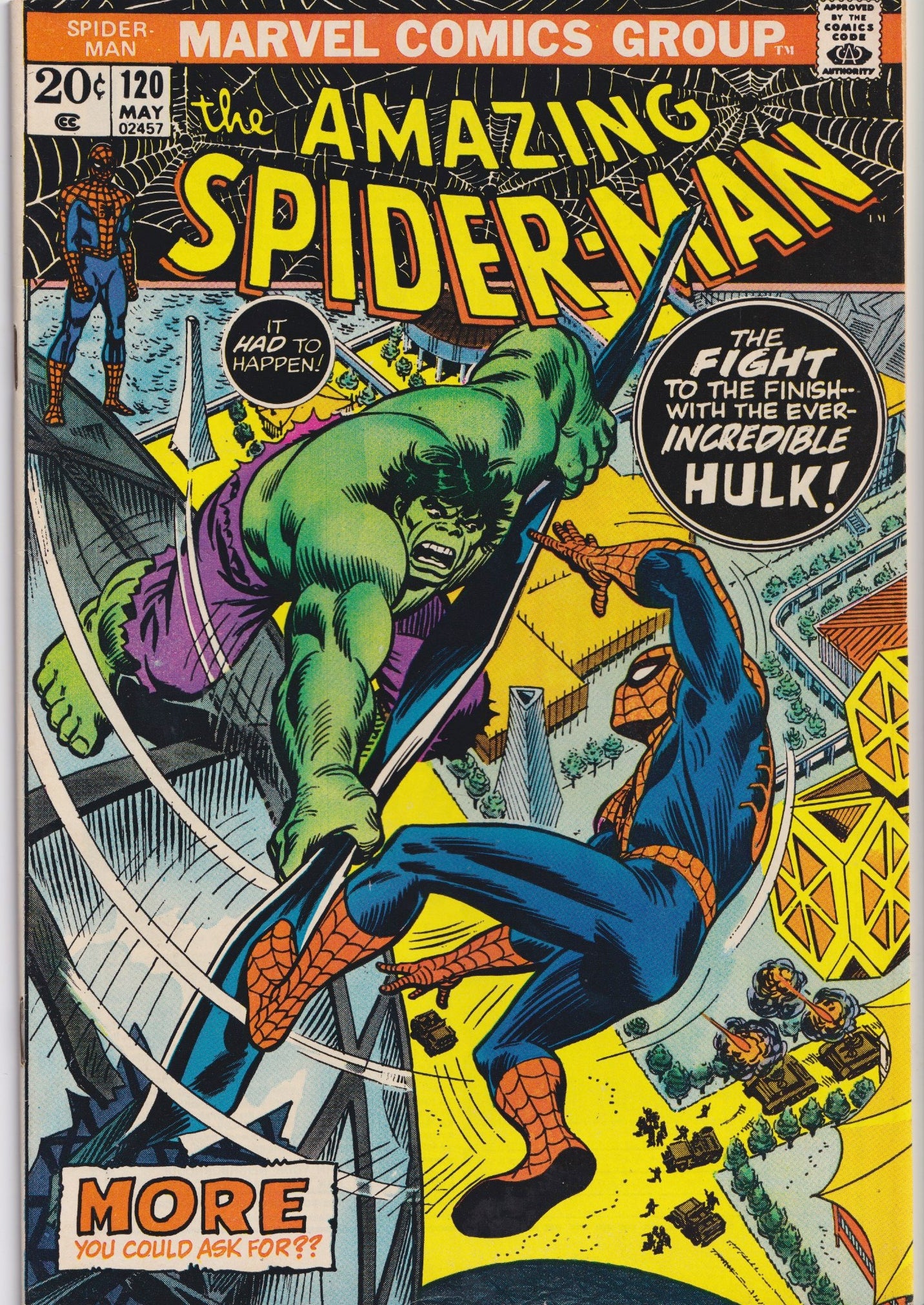 Amazing Spider-Man #120 (1973) classic Spidey vs Hulk Kane Romita Very Fine