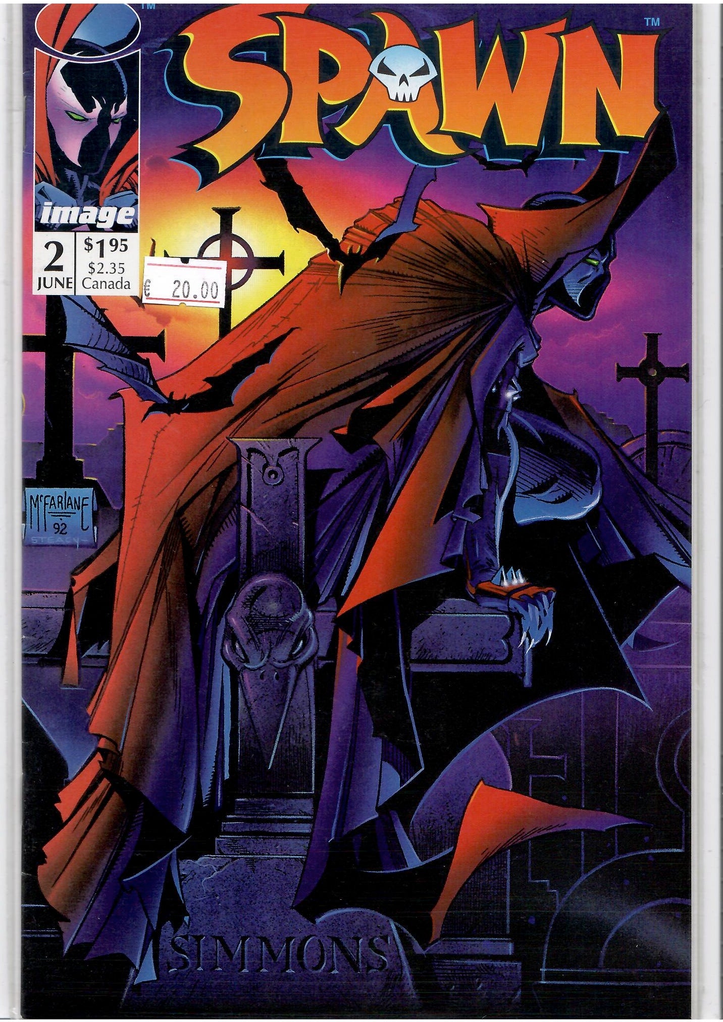 Spawn #2 (1992) Classic McFarlane story Very Fine