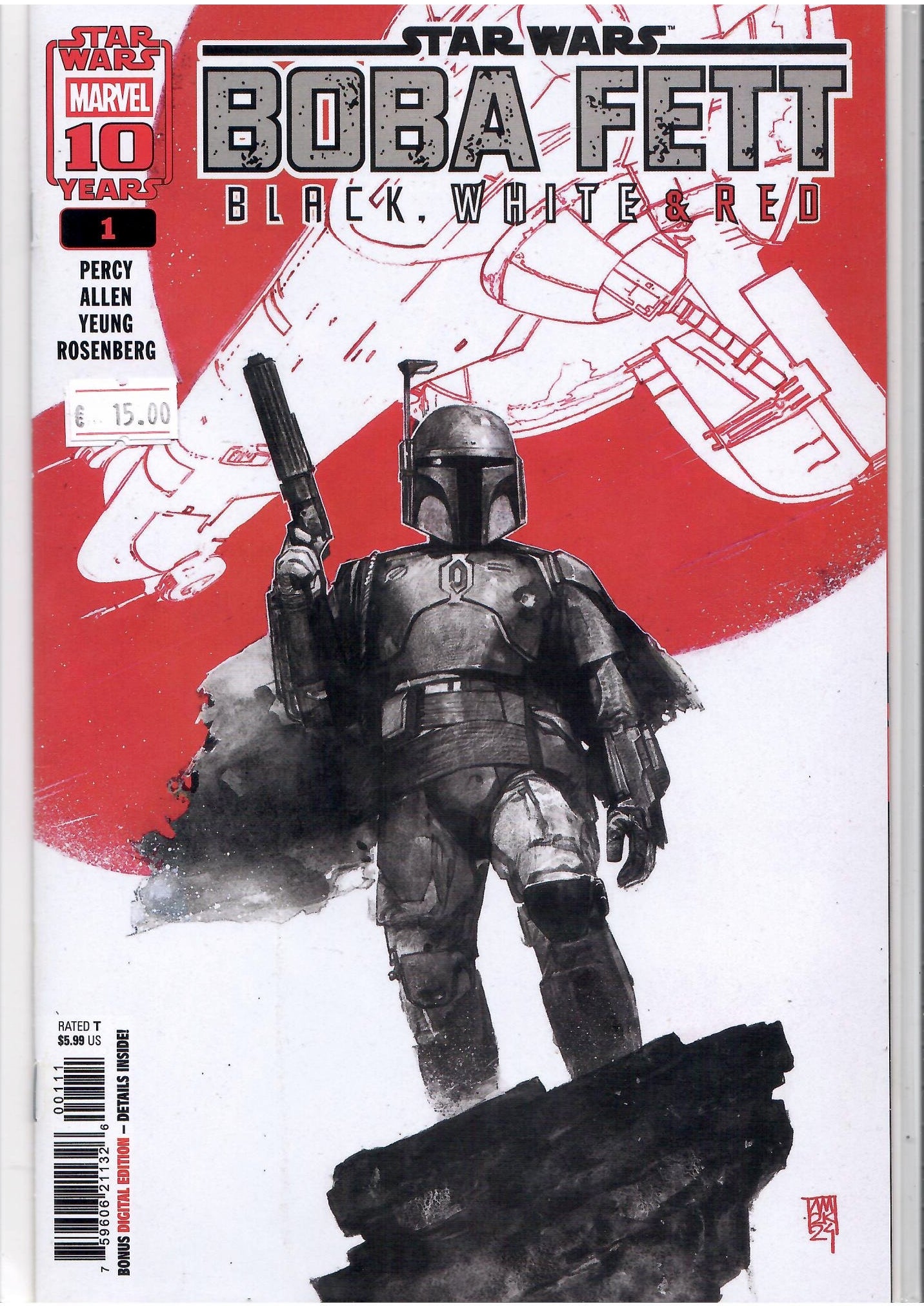Star Wars Boba Fett Black White and Red (2025) #1 NM