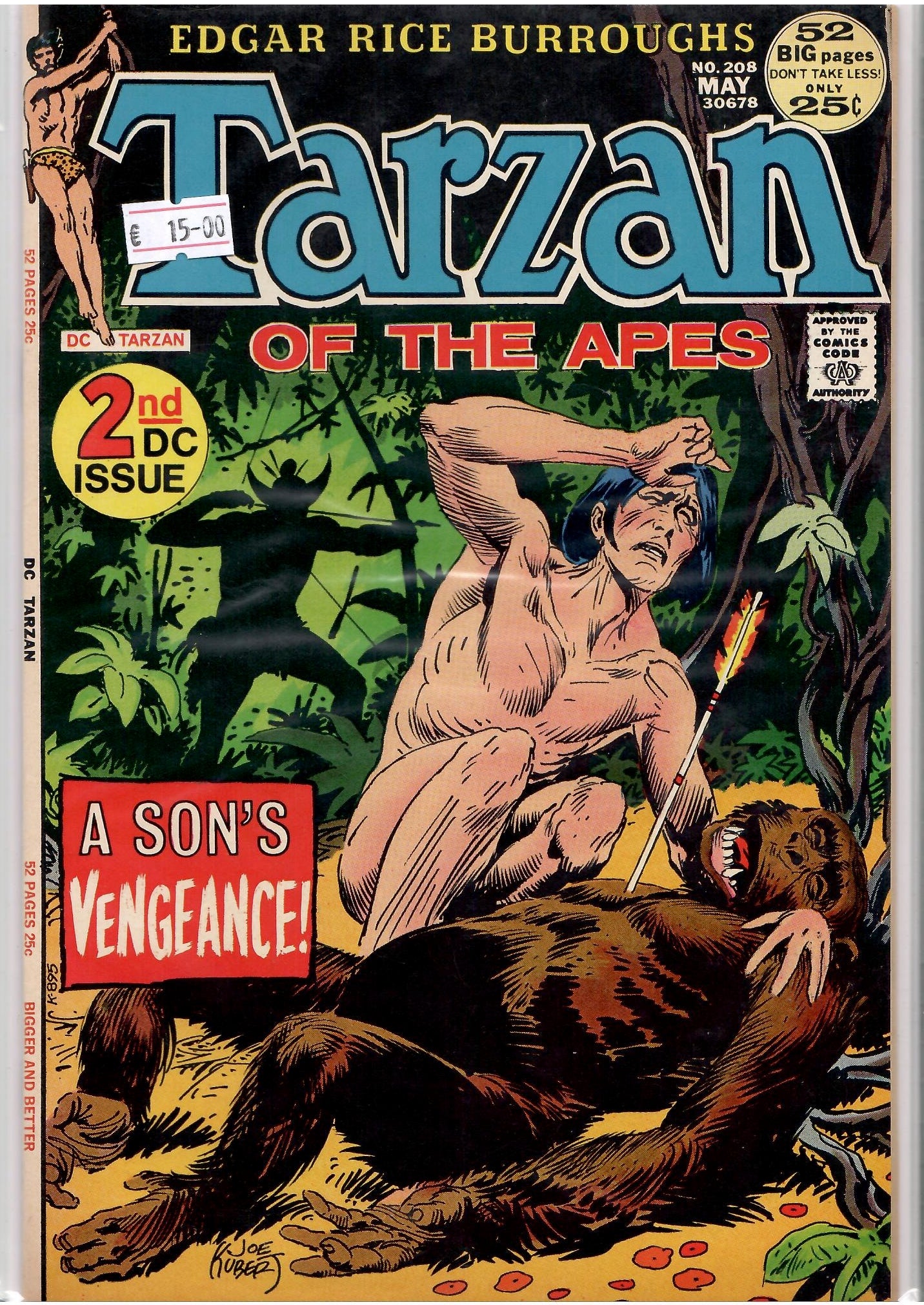 Tarzan #208 (1972) Kubert art Very Fine