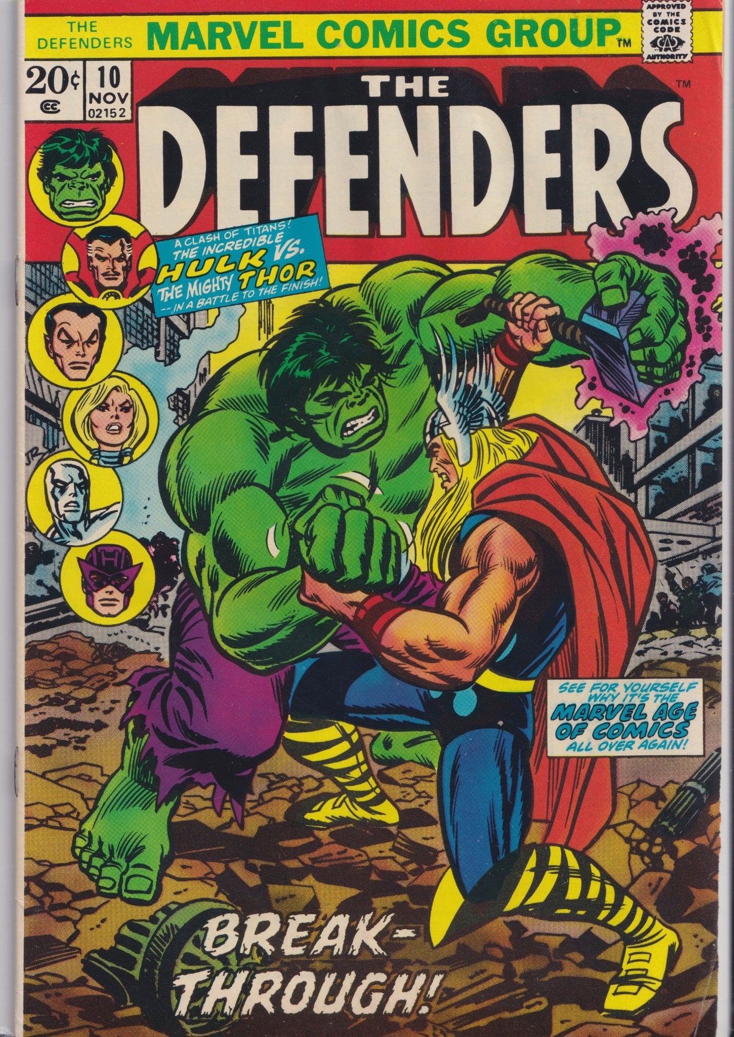 The Defenders #10 (1973) Key issue Avengers /Defenders crossover Very Fine