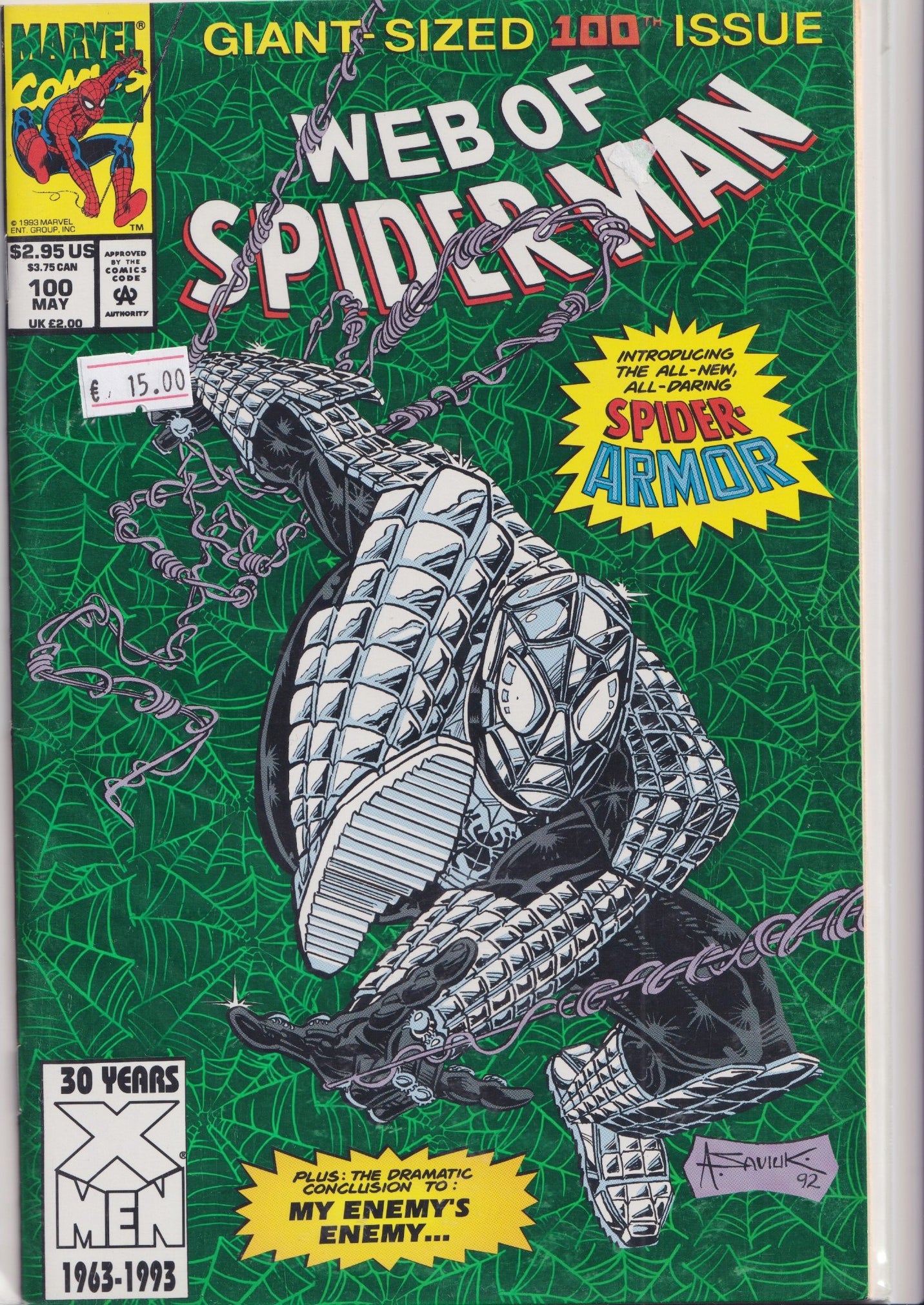 Web of Spider-Man #100 (1992) foil cover VF
