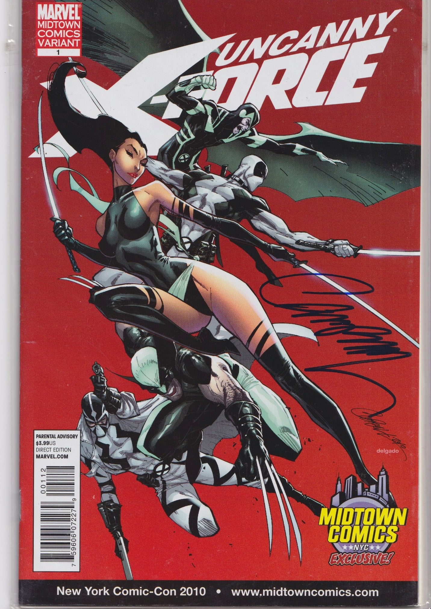 X Force #1 (2010) Midtown Comics Variant Psylocke Cover signed J. Scott Campbell NM