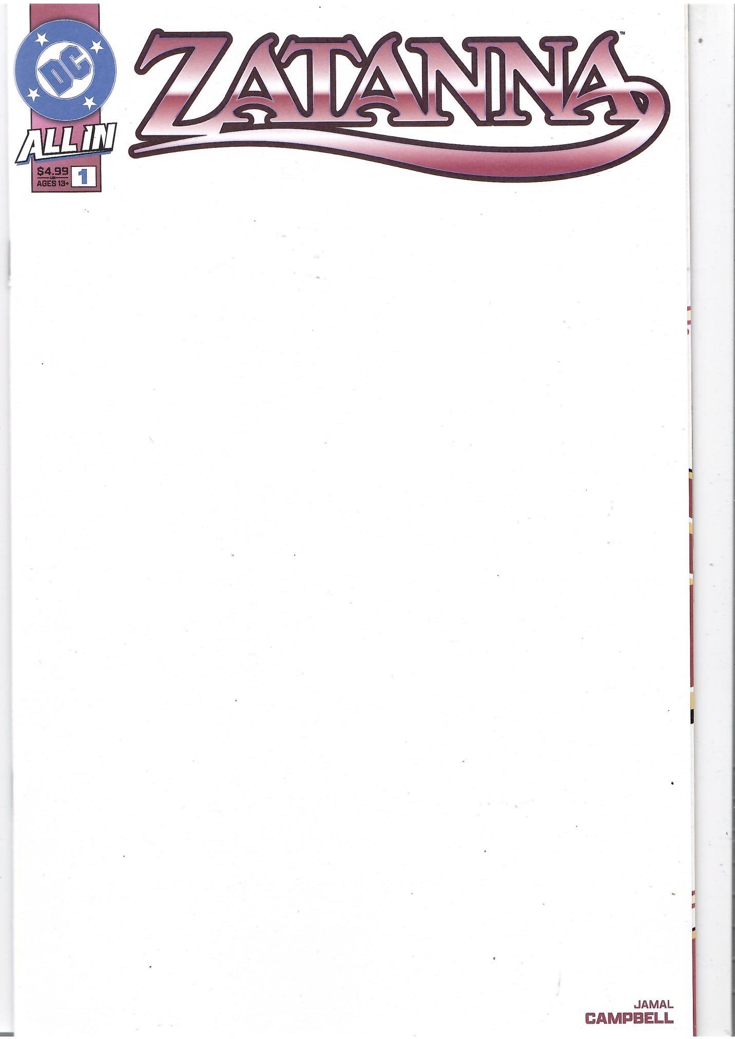 Zatanna #1( 2025) Blank cover NM FCL