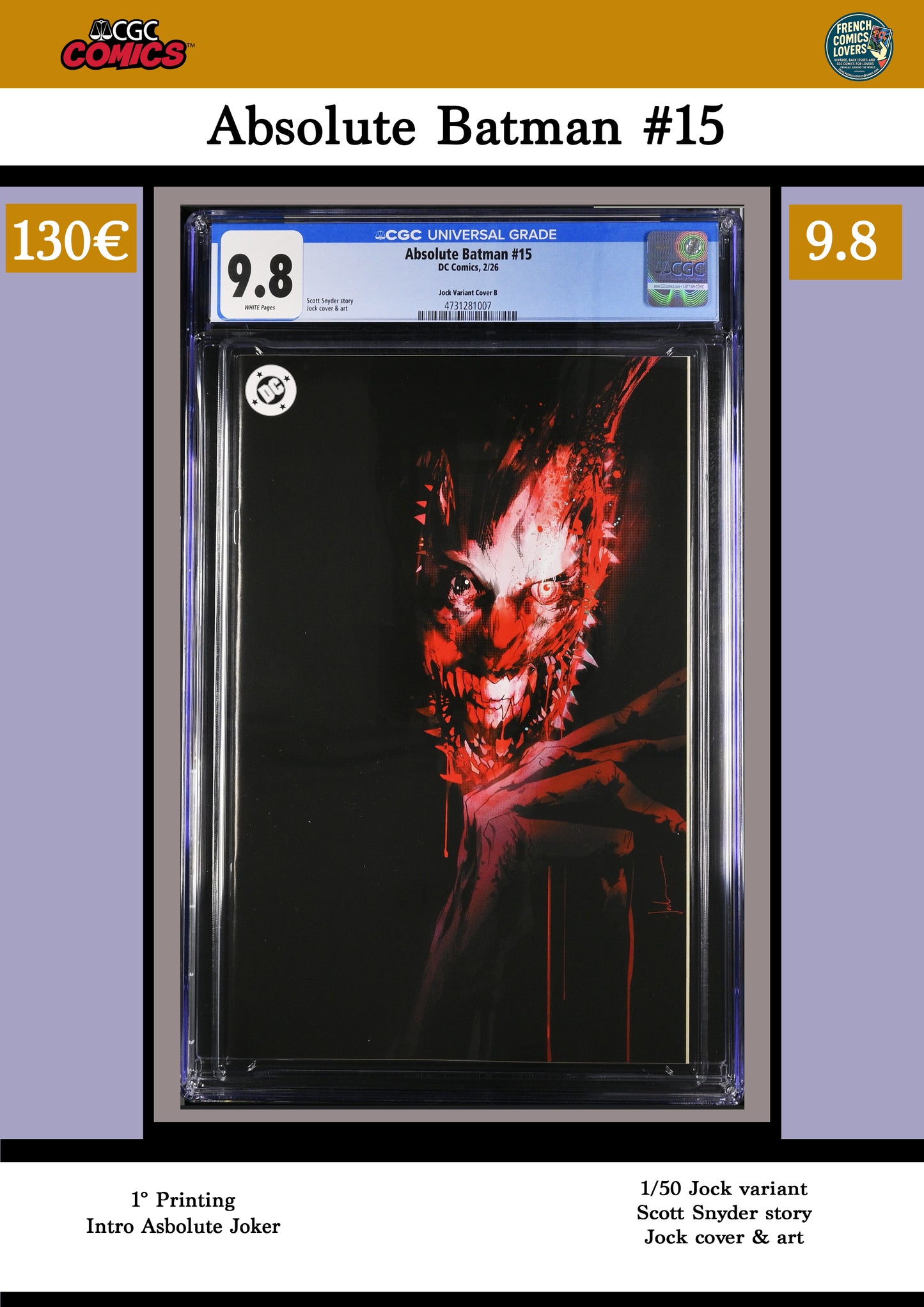  Intro Joker 1/50 Jock variant CGC9.8