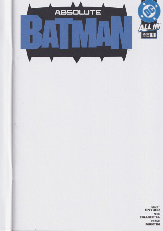 Absolute Batman #1 (2025) blank cover Regular cover included  1°  print VF
