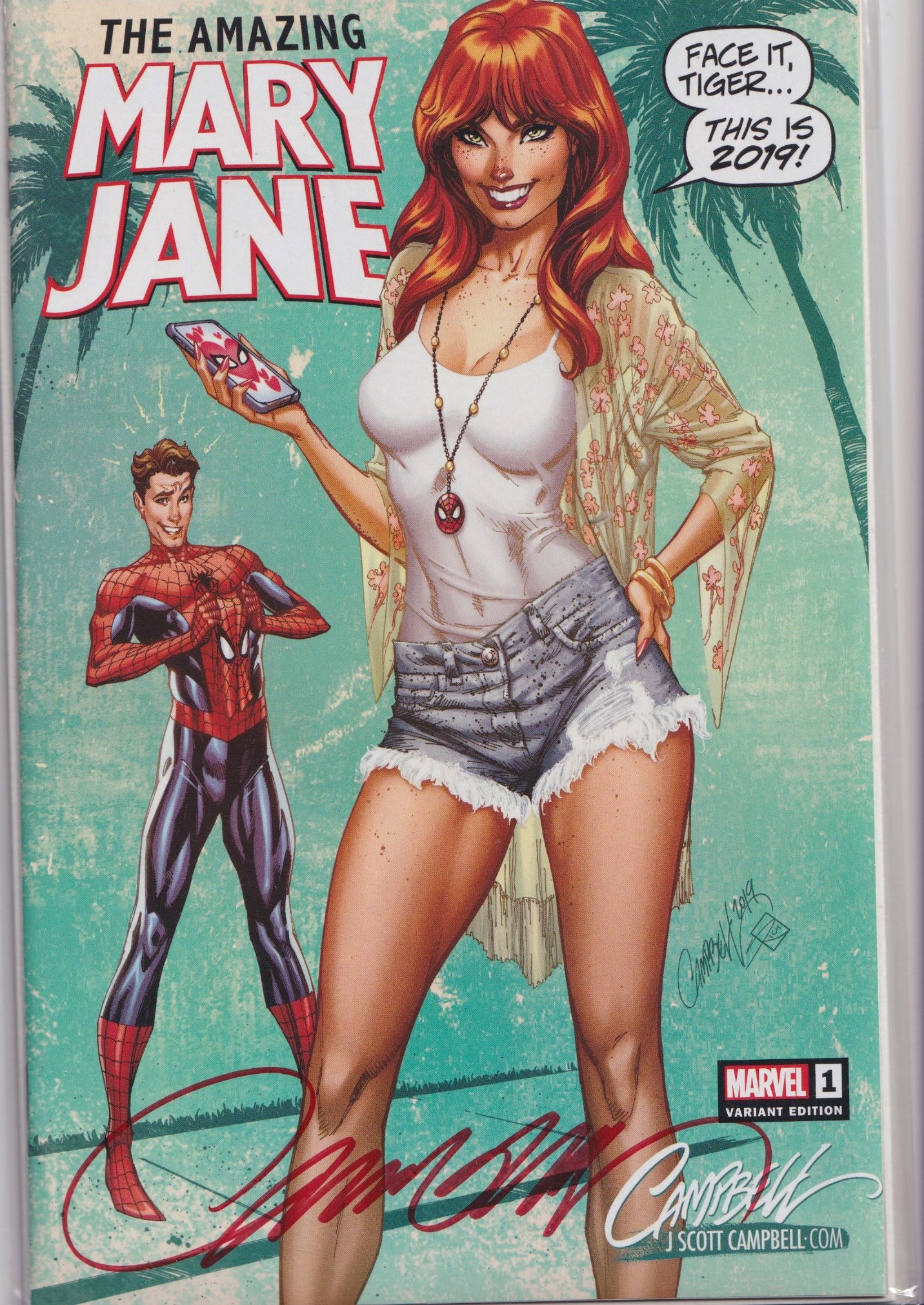 signed Amazing Mary Jane #1 (2019) JScottCampbell.com exclusive variant Spider-Man NM