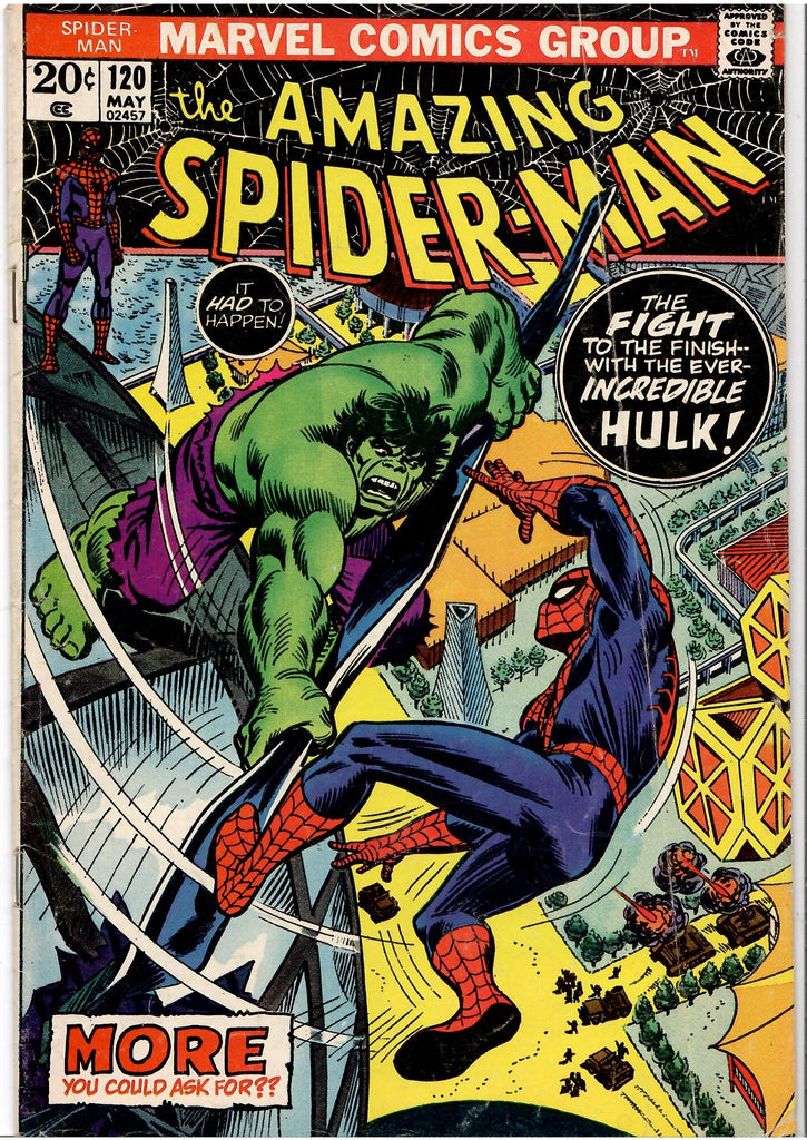 Amazing Spider-Man #120 (1973) classic Spidey vs Hulk Kane Romita VG+