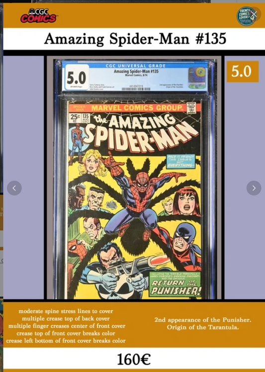 Amazing Spider-Man #135 CGC 5.0 Key Issue 2° Punisher