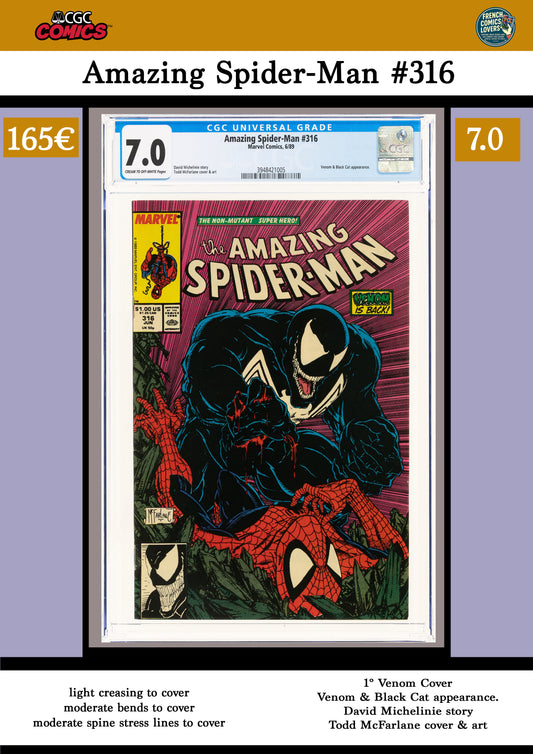 Amazing Spider-Man #316 (1989) Mc Farlane Venom Cover  CGC 7.0