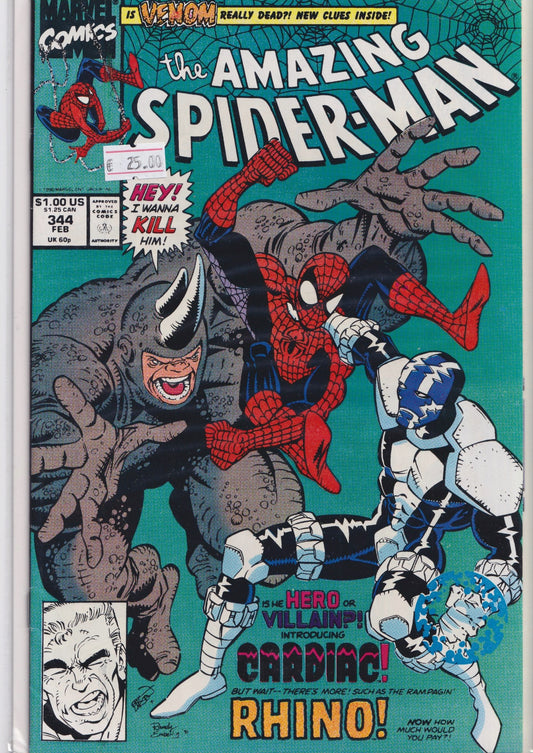 Amazing Spider-Man #344 (1990) 1° Carnage ego very Fine