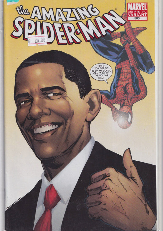 Amazing Spider-Man #583 (2009) Obama 2° Print Very Fine 