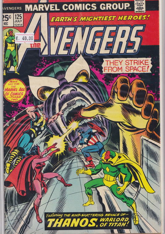 Avengers#125 (1974) Thanos /cap Marvel crossover Fine