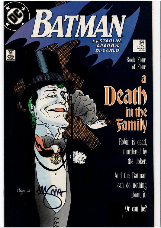 Batman #429 (1989) Signed by Mignola Jason is dead! Very Fine