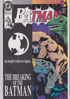 Batman # 497 (1993)  Bane brakes Batman.  VF