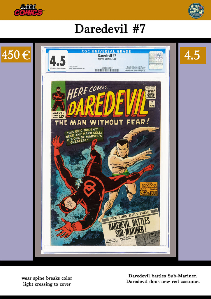 Daredevil #7 (1965) First appearance of Daredevil's red costume CGC 4.5 FCL