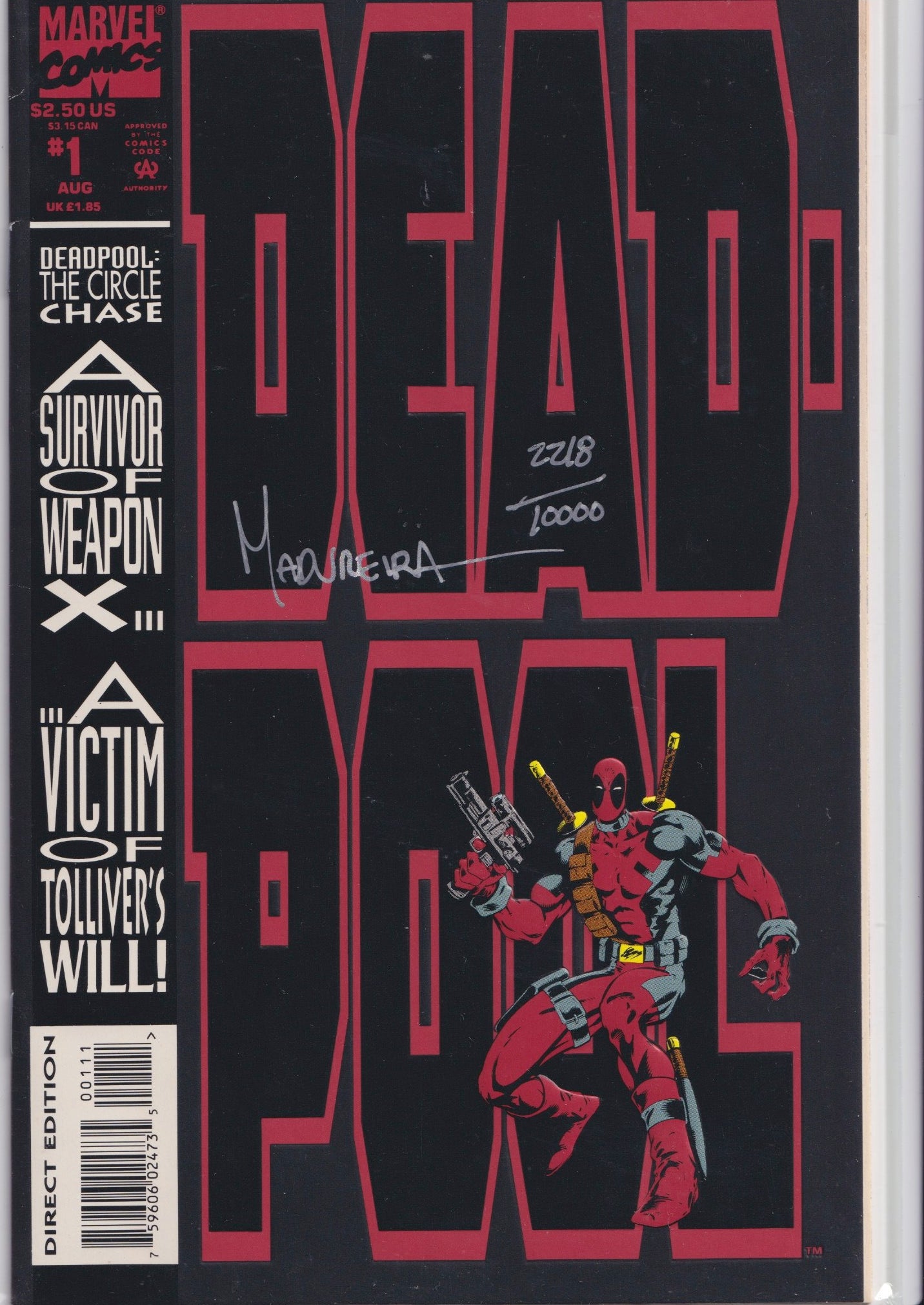 Deadpool Circle Chase #1 (1993) Signed by Joe Madureira Fine