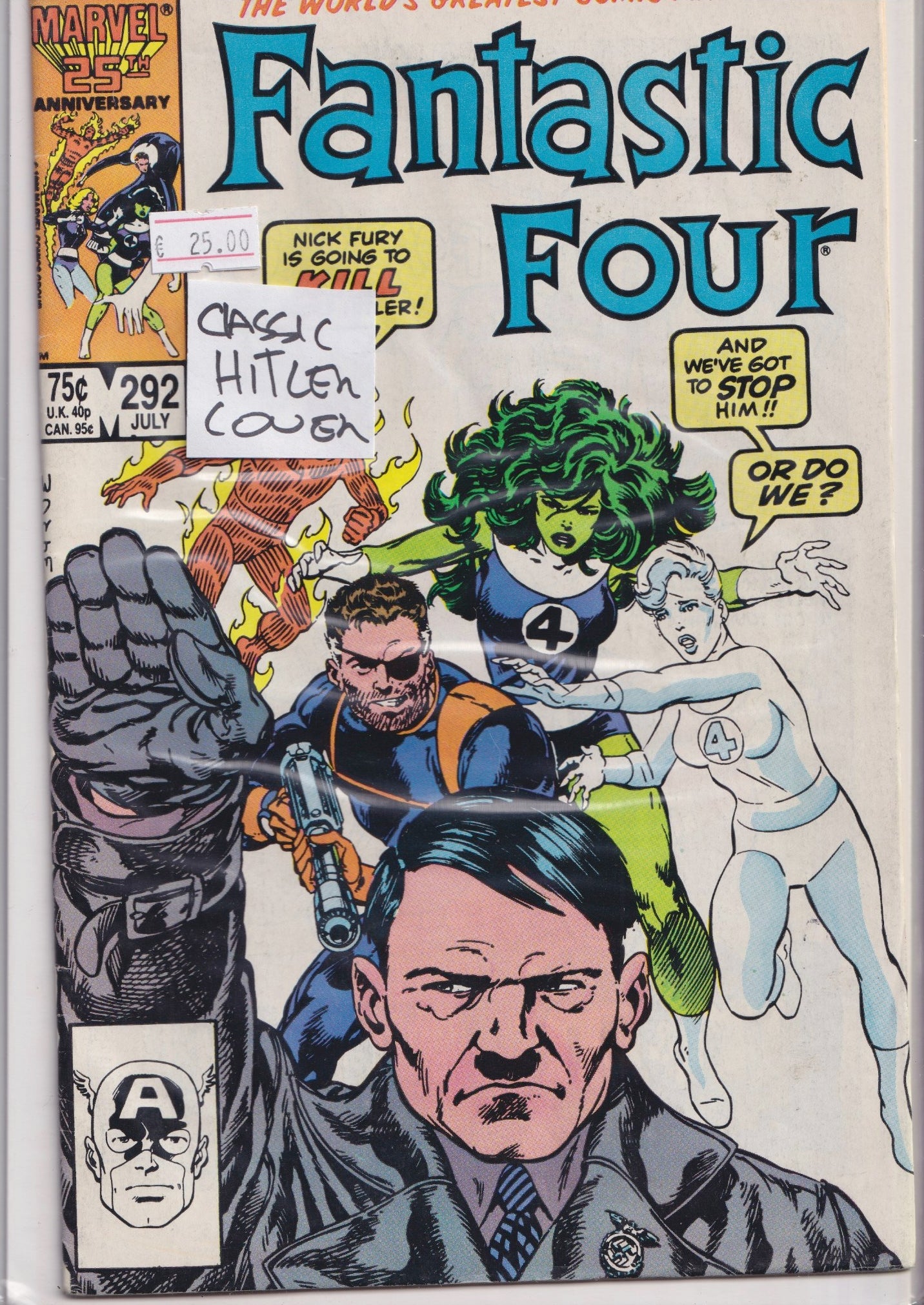 Fantastic Four #292 (1986)  Hitler cover Byrne art very fine