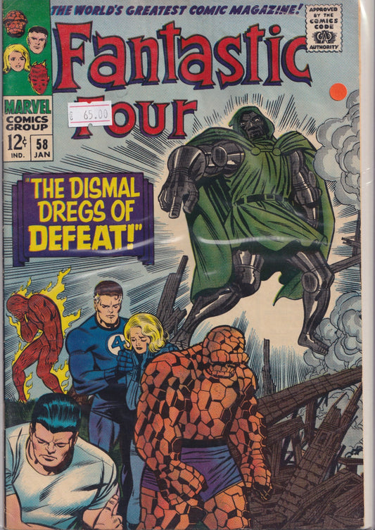 Fantastic Four #58 (1967) Doom vs Silver Surfer Kirby art Fine+
