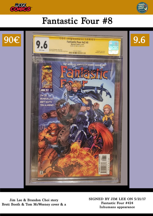 Fantastic Four vol 2 #8 (1997) Signed Jim Lee CGC 9.6