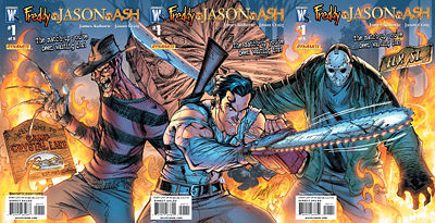 Freddy vs. Jason vs. Ash (2007) 3x connecting Covers by Scott Campbell NM