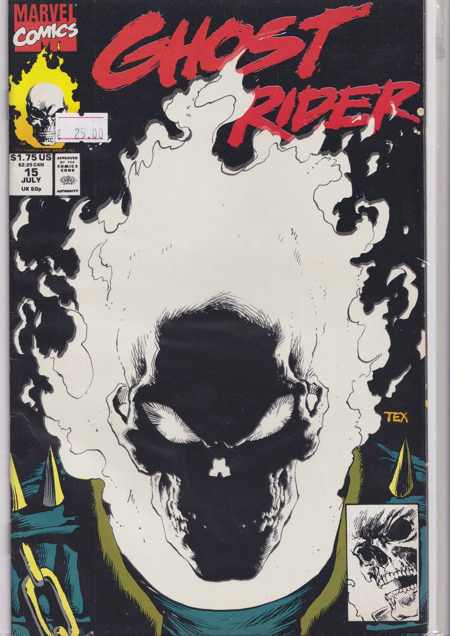 Ghost Rider #15( 1990) New Ghost Rider Glow in the Dark cover Very Fine