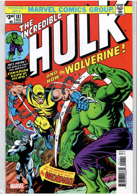 Hulk #181 (2023) Facsimile Intro Wolverine Key very Fine