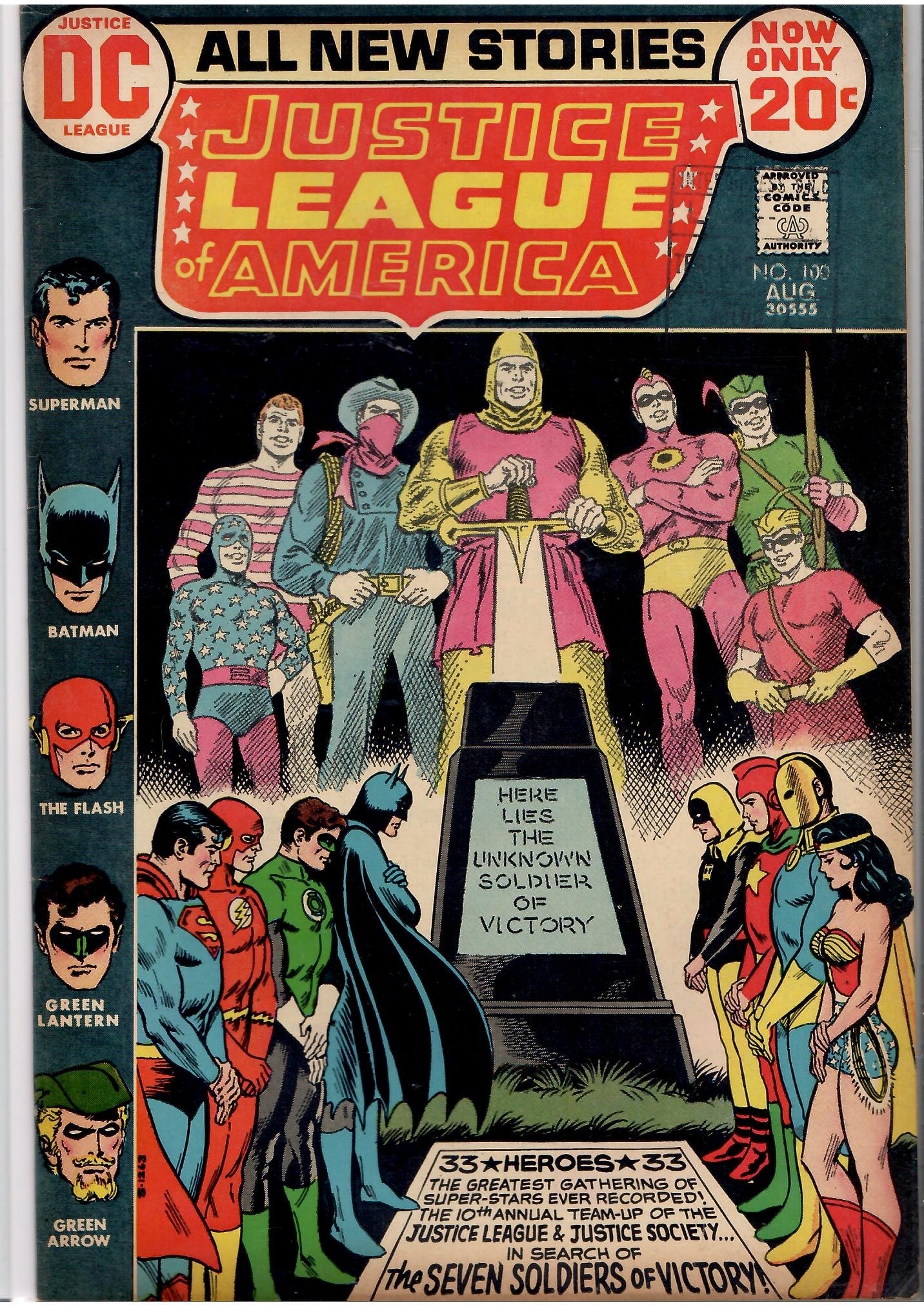 Justice League of America #100 (1972) JSA crossover Fine