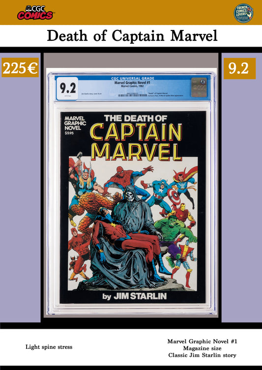 Marvel Graphic Novel : Death of Captain Marvel  (1982) Classic Stralin story CGC 9.2