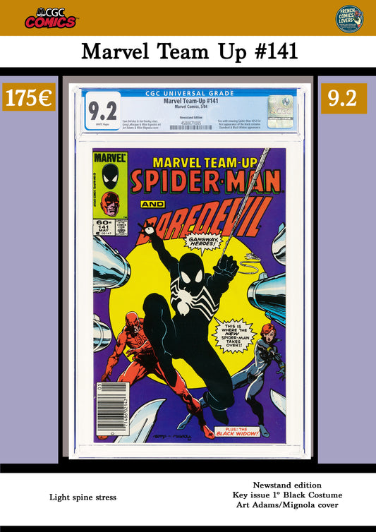 Marvel Team Up #142 (1984) Key issue 1° Black costume CGC9.2 Newstand
