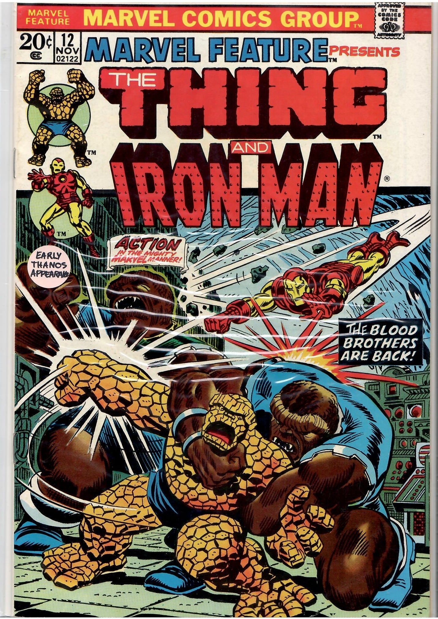 Marvel feature #12( 1973) Thing & Iron Man vs Thanos, Starlin art Very Fine