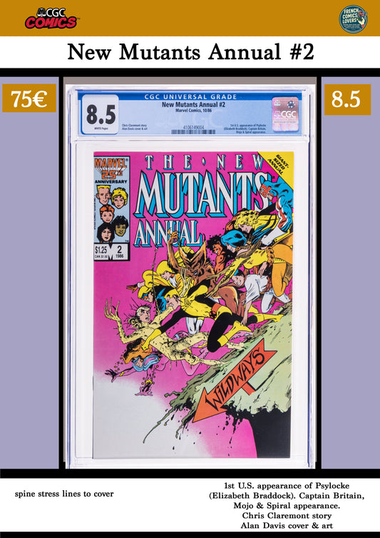 New Mutants Annual #2 (1986) 1° Psylocke CGC 8.5