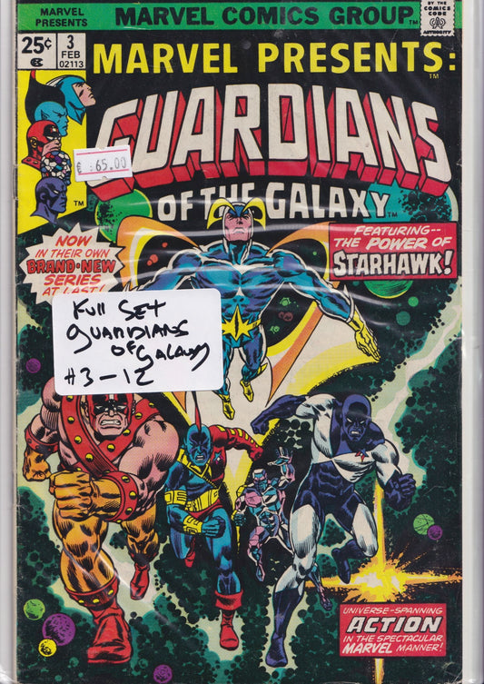 Marvel Presents :Guardians of the Galaxy #3-12 (1976) Full set Vg/F - French Comics Lovers