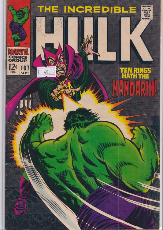 Hulk #106 (1968) vs Mandarin) Fine - French Comics Lovers