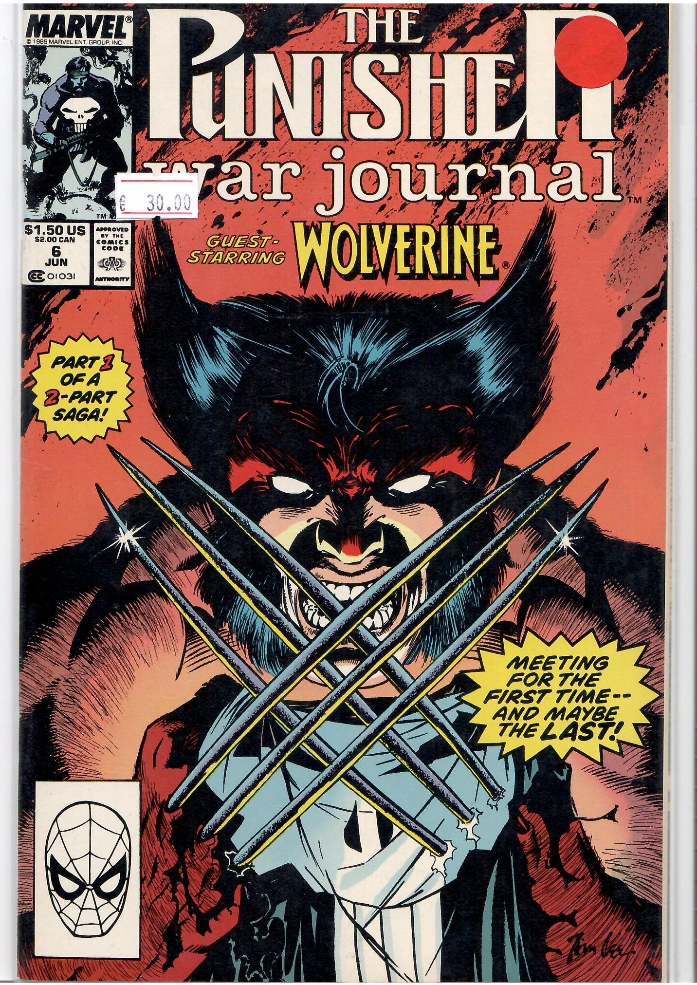 Punisher War Journal #6 (1989) Jim Lee  Wolverine guest VF