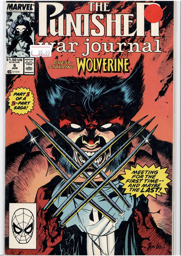 Punisher War Journal #6 (1989) Jim Lee  Wolverine guest VF