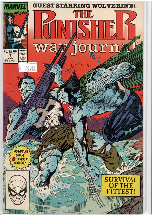 Punisher War Journal #7 (1989) Jim Lee  Wolverine guest VF