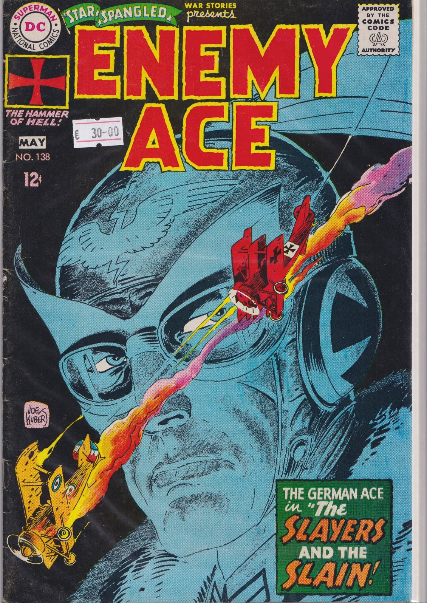 Star Spangled War Stories #138 (1968)  Enemy Ace Joe Kubert iconic anti hero Fine-