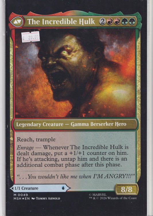 Marvel Incredible Hulk – Magic MTG Variant Cover Comic NM