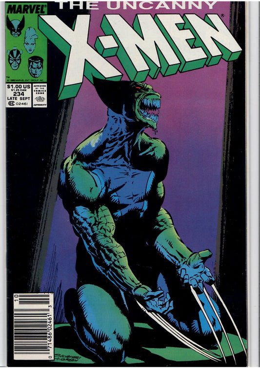 Uncanny X-Men #234 (1988) Classic Wolverine cover very Fine