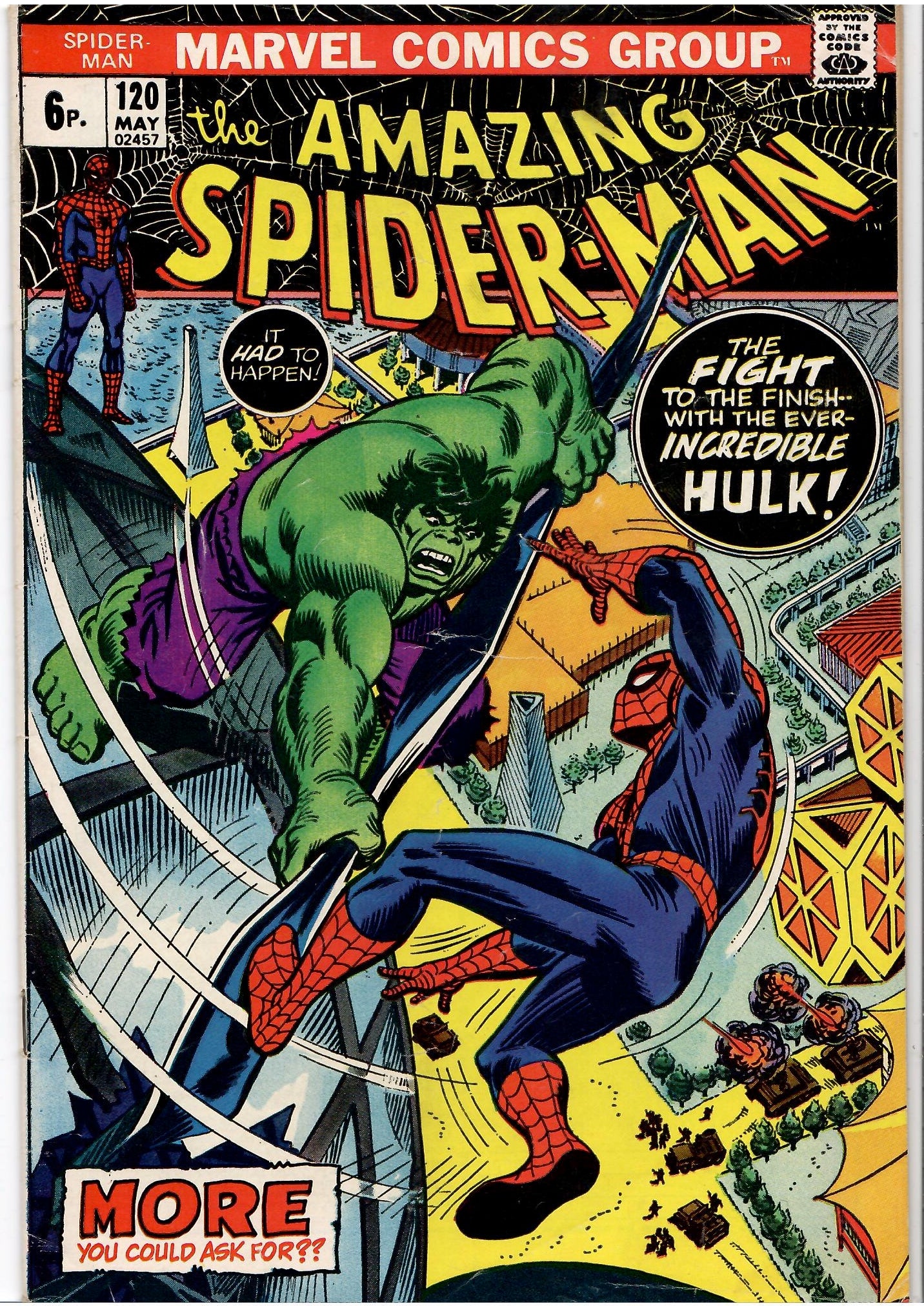 Amazing Spider-Man #120 (1973) classic Spidey vs Hulk Kane Romita Fine