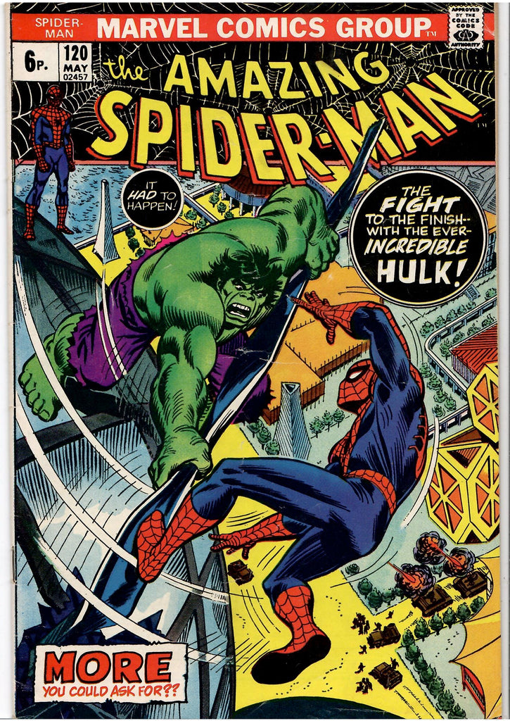 Amazing Spider-Man #120 (1973) classic Spidey vs Hulk Kane Romita Fine