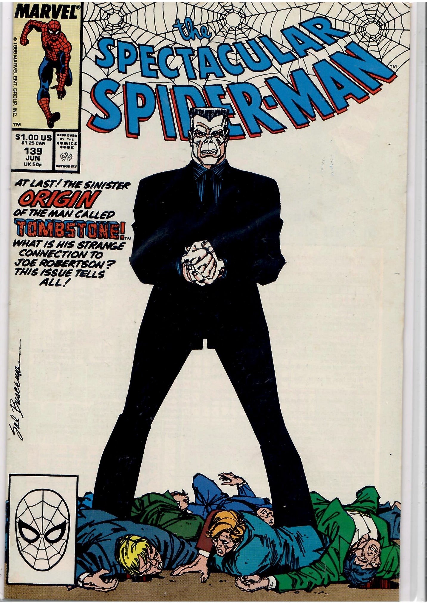 Spectacular Spider-Man #139 (1988) Origin Tombstone MCU  fine+